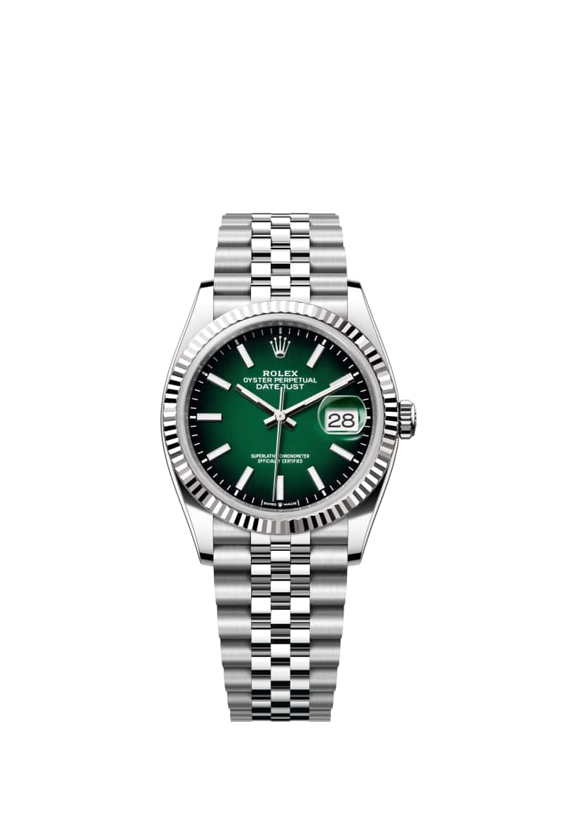 ROLEX 데이트저스트 36 126234 그린 옴브레 다이얼 오이스터스틸과 White Gold