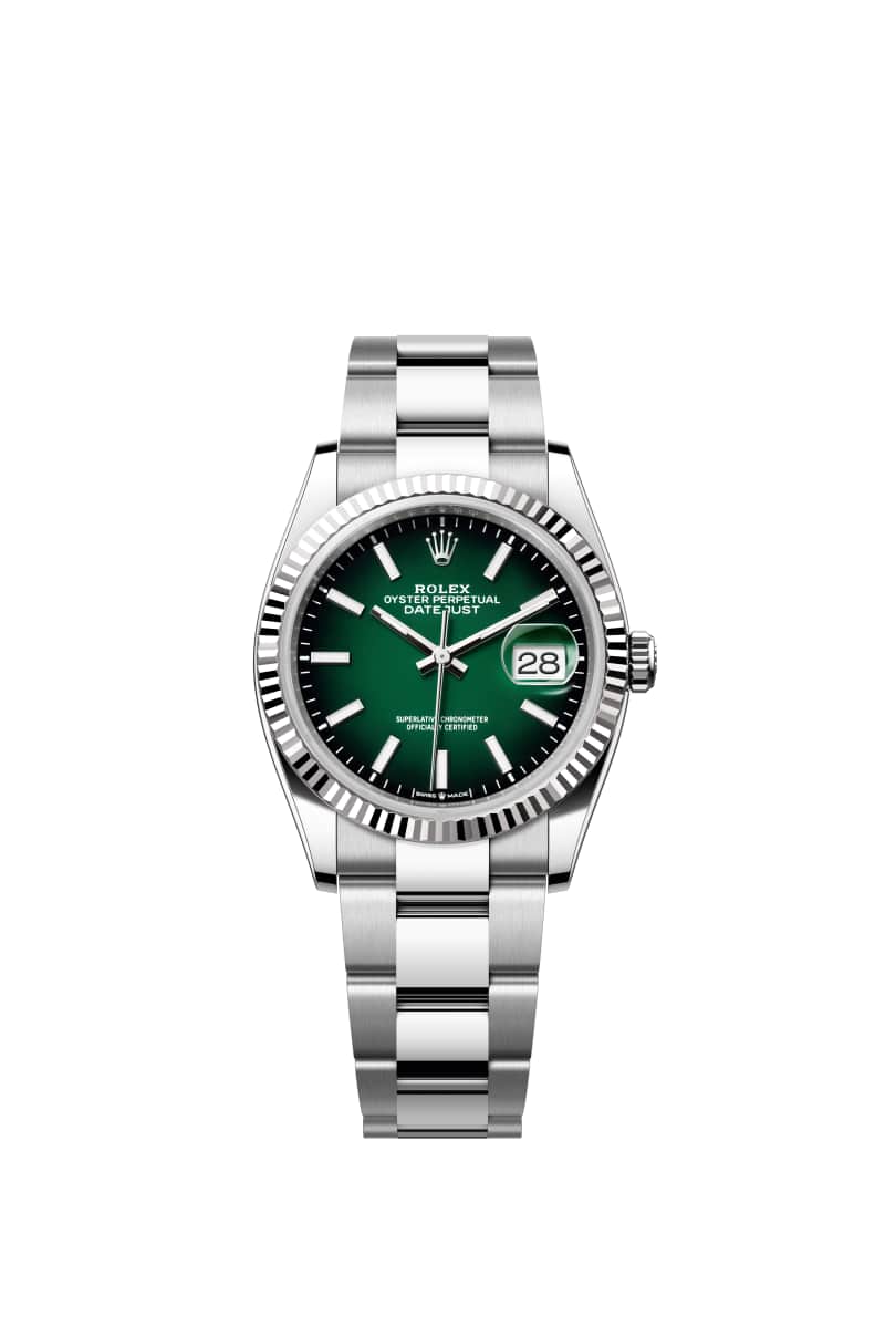 ROLEX ๋ฐ์ดํธ์ ์คํธ 36 126234 ๊ทธ๋ฆฐ ์ด๋ธ๋ ๋ค์ด์ผ ์ค์ด์คํฐ์คํธ๊ณผ White Gold