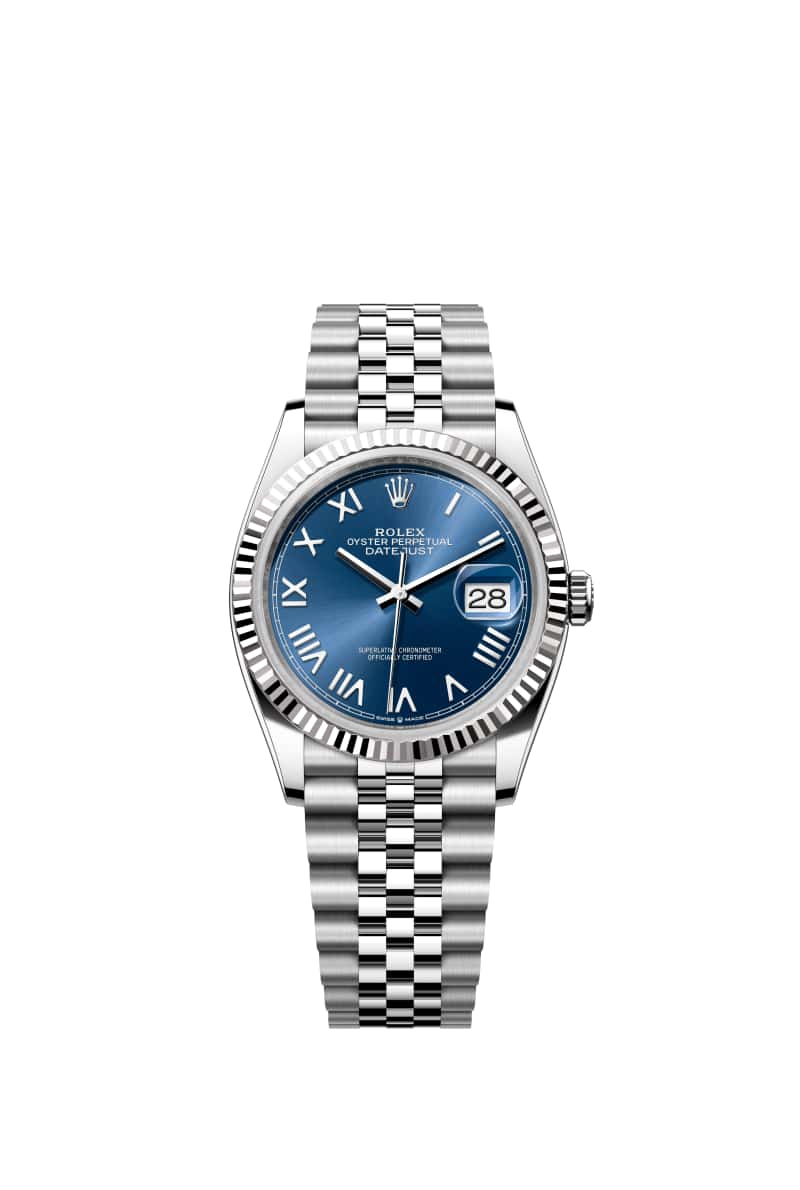 ROLEX 데이트저스트 36 126234 브라이트 블루 다이얼 오이스터스틸과 White Gold
