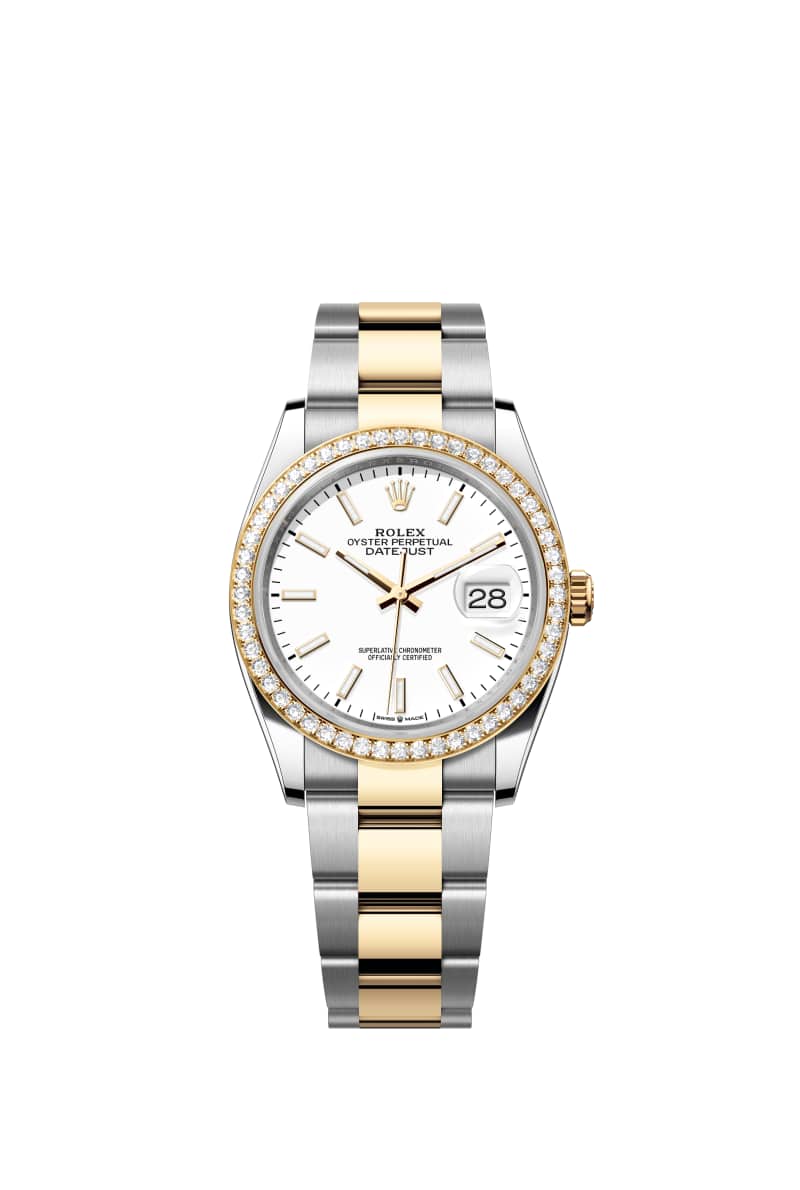 ROLEX 데이트저스트 36 126283RBR White 다이얼 오이스터스틸과 옐로우 Gold