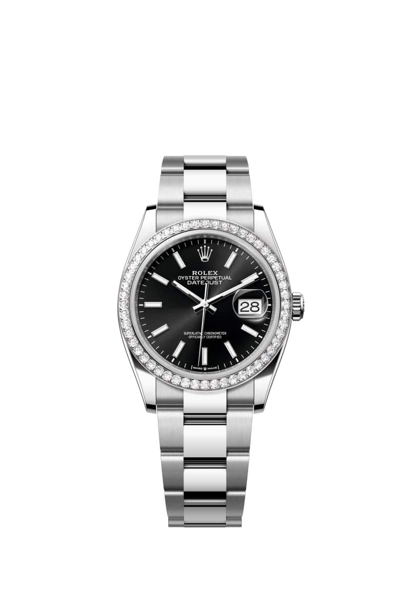 ROLEX 데이트저스트 36 126284RBR 브라이트 Black 다이얼 오이스터스틸과 White Gold