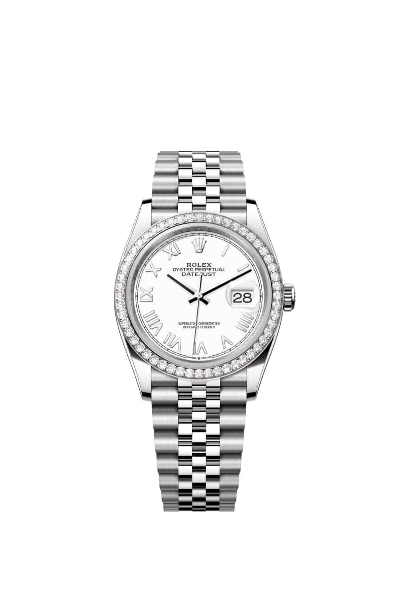 ROLEX 데이트저스트 36 126284RBR White 다이얼 오이스터스틸과 White Gold