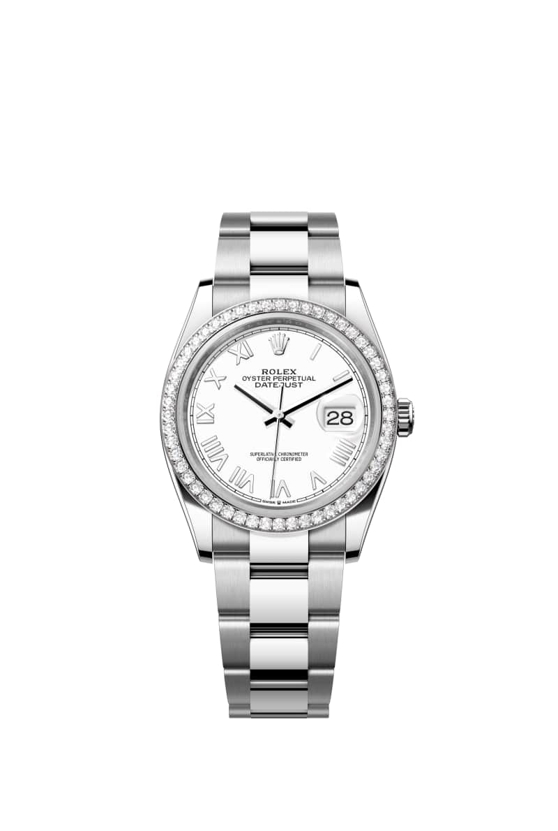 ROLEX 데이트저스트 36 126284RBR White 다이얼 오이스터스틸과 White Gold
