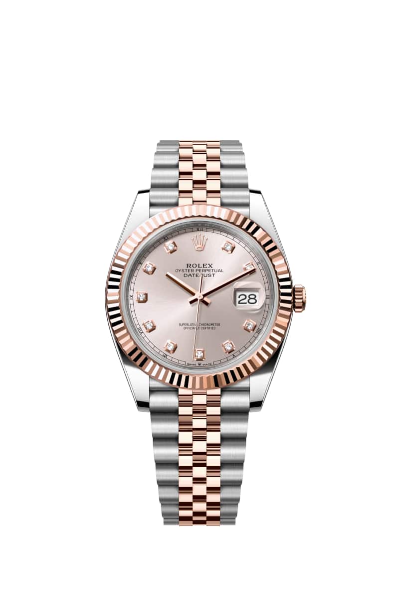 ROLEX 데이트저스트 41 126331 다이아몬드가 세팅된 선더스트 다이얼 오이스터스틸과 에버로즈 Gold
