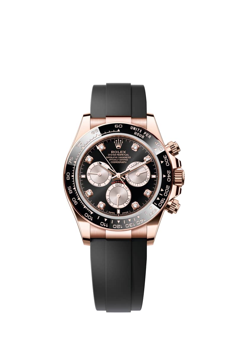 ROLEX 코스모그래프 데이토나 40 126515LN 다이아몬드가 세팅된 브라이트 Black and 선더스트 다이얼 18캐럿 에버로즈 Gold