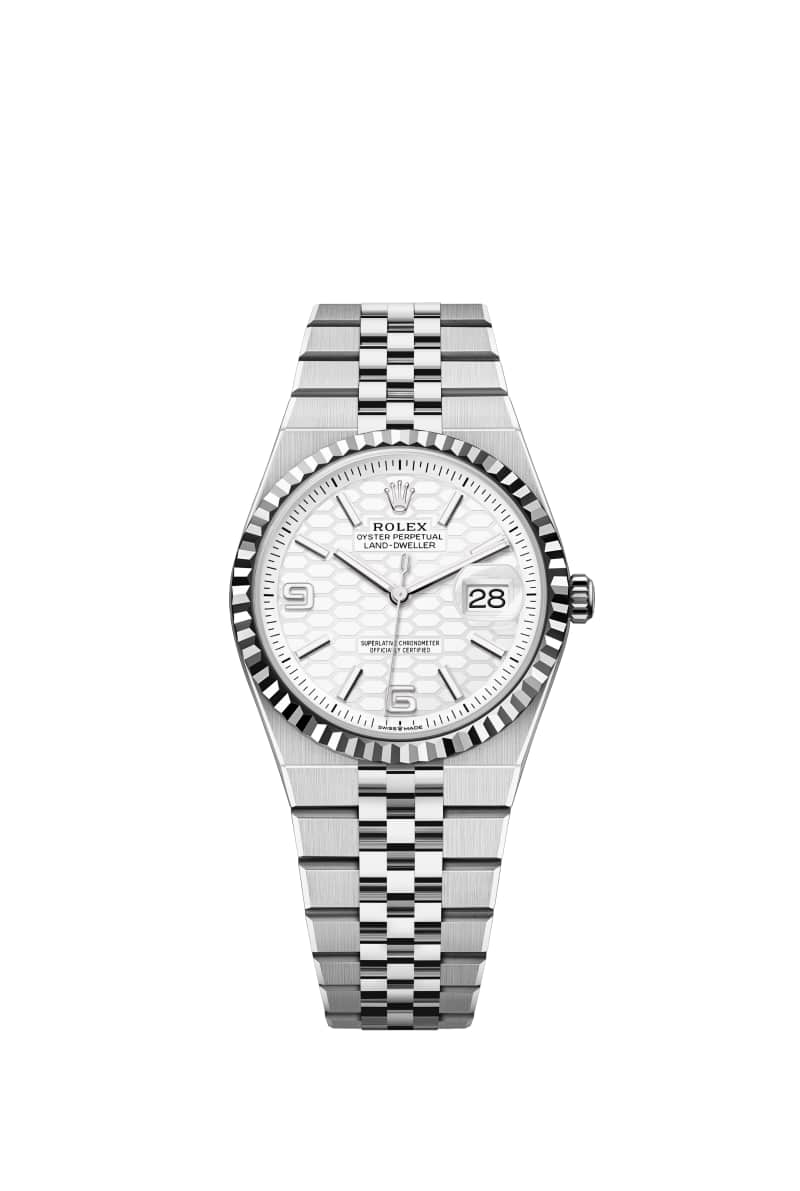 ROLEX ๋๋-๋์ฐ๋ฌ 36 127234 ์ธํ
์ค White, ํ๋์ฝค Motif ๋ค์ด์ผ ์ค์ด์คํฐ์คํธ๊ณผ White Gold
