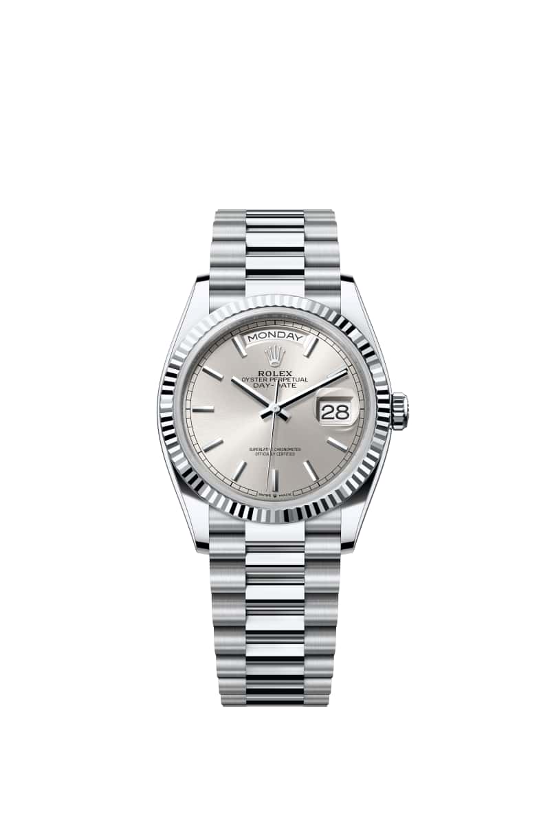 ROLEX Day-데이트 36 128236 Silver 다이얼 플래티넘