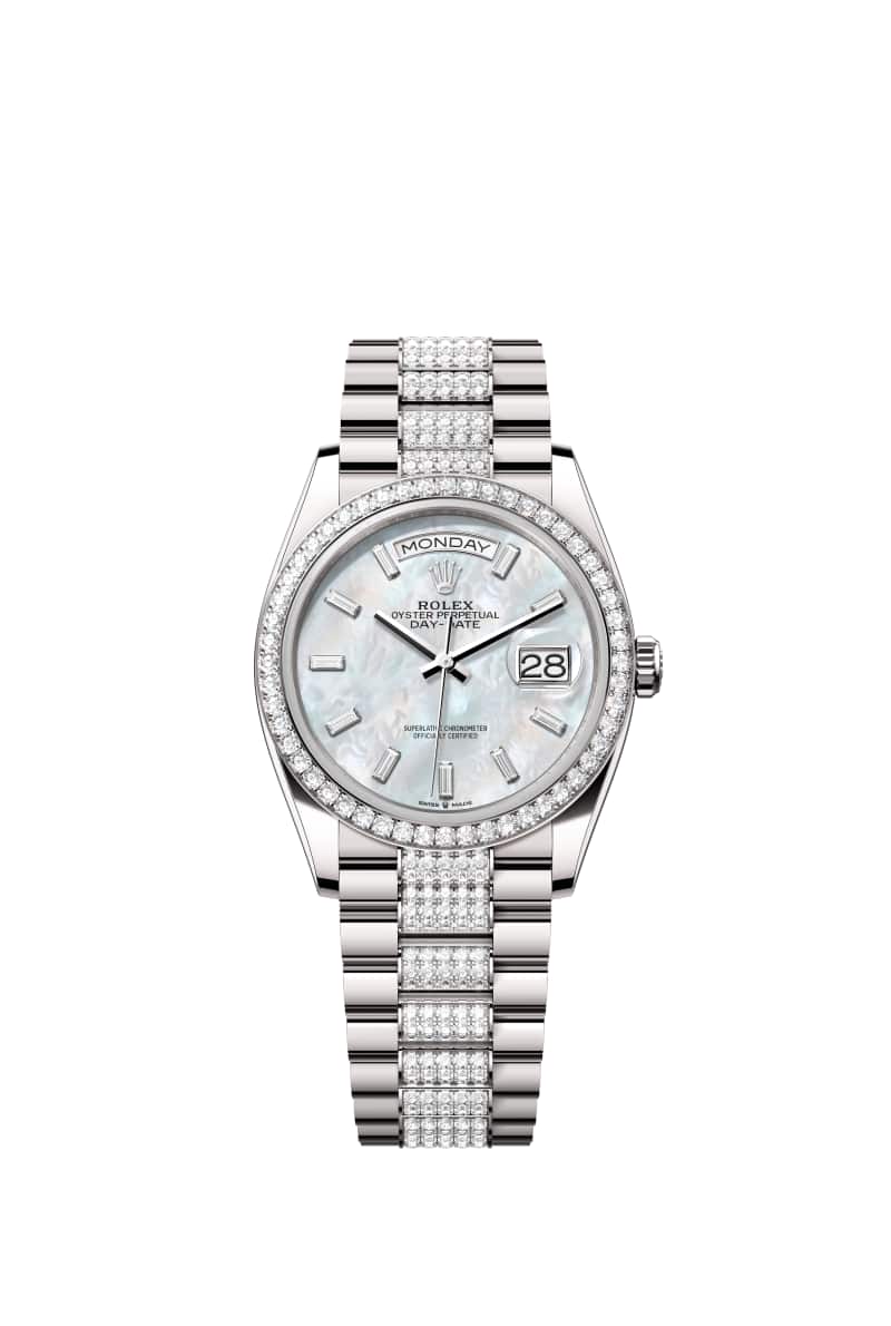 ROLEX Day-๋ฐ์ดํธ 36 128349RBR ๋ค์ด์๋ชฌ๋๊ฐ ์ธํ
๋ White ์ง์ฃผ์๊ฐ ๋ค์ด์ผ 18์บ๋ฟ White Gold