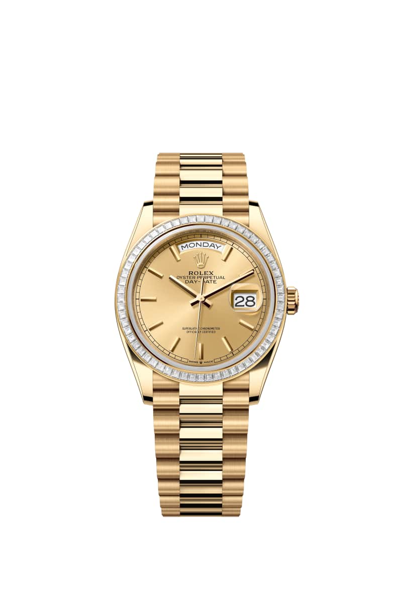 ROLEX Day-데이트 36 128398TBR 샴페인 Color 다이얼 18캐럿 옐로우 Gold