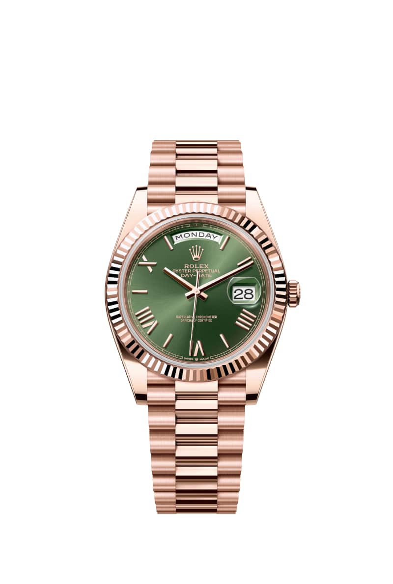 ROLEX Day-๋ฐ์ดํธ 40 228235 ์ฌ๋ฆฌ๋ธ ๊ทธ๋ฆฐ ๋ค์ด์ผ 18์บ๋ฟ ์๋ฒ๋ก์ฆ Gold