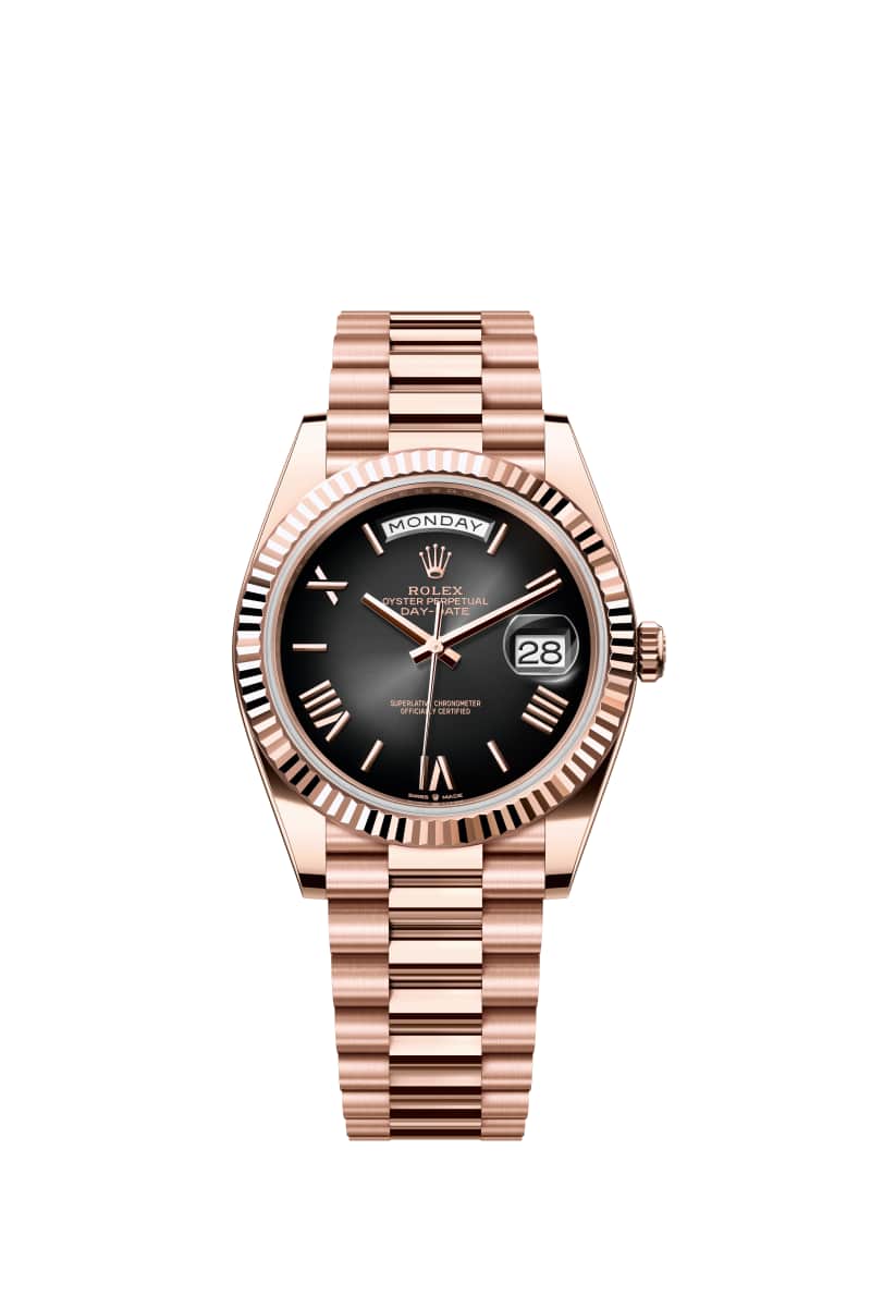 ROLEX Day-데이트 40 228235 슬레이트 옴브레 다이얼 18캐럿 에버로즈 Gold