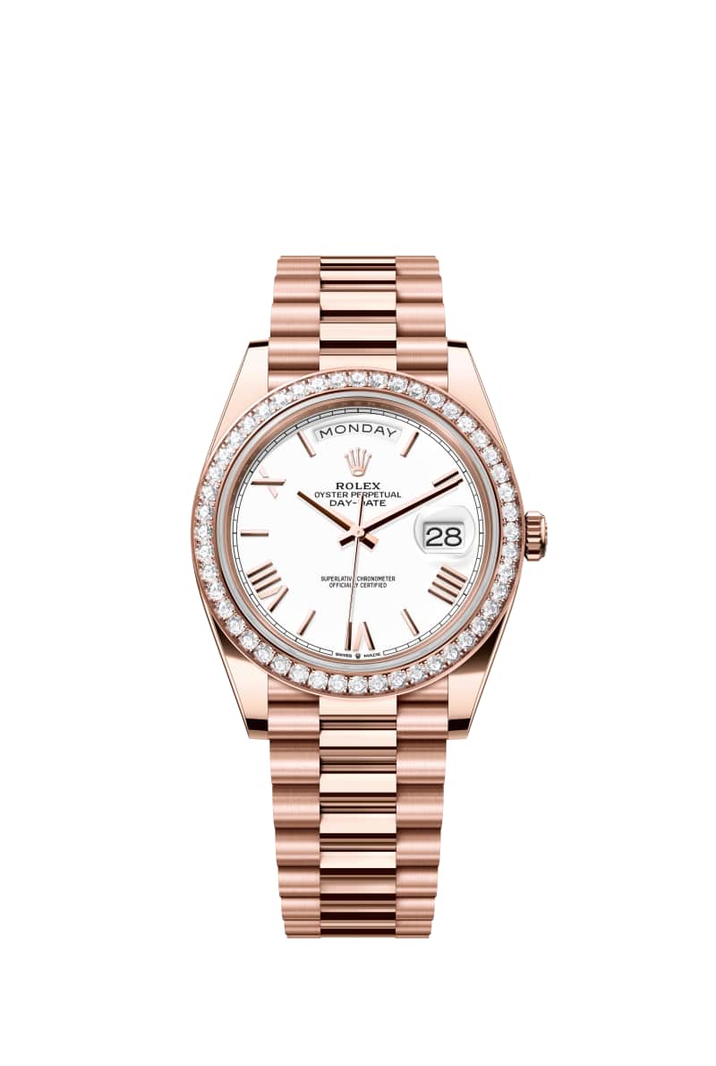 ROLEX Day-데이트 40 228345RBR White 다이얼 18캐럿 에버로즈 Gold