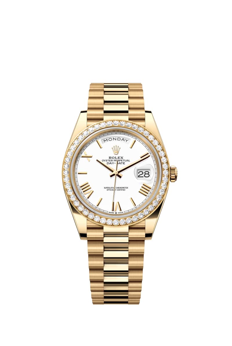 ROLEX Day-๋ฐ์ดํธ 40 228348RBR White ๋ค์ด์ผ 18์บ๋ฟ ์๋ก์ฐ Gold