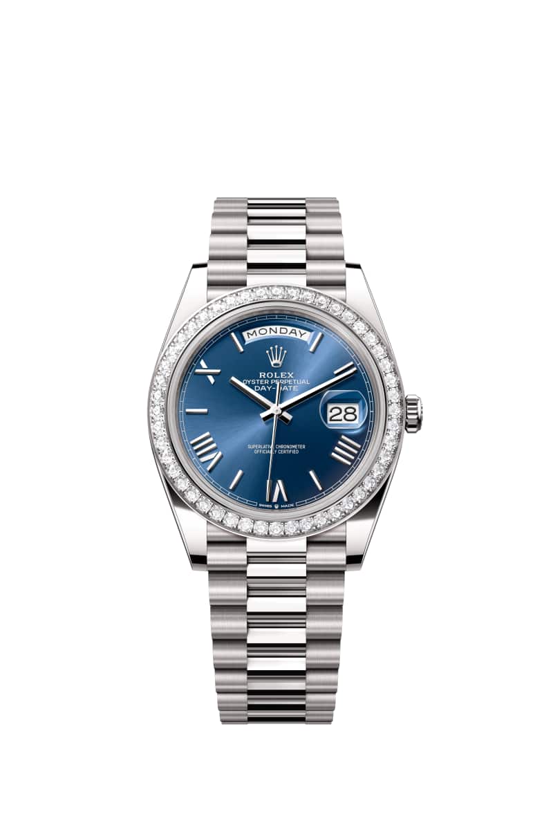 ROLEX Day-๋ฐ์ดํธ 40 228349RBR ๋ธ๋ผ์ดํธ ๋ธ๋ฃจ ๋ค์ด์ผ 18์บ๋ฟ White Gold
