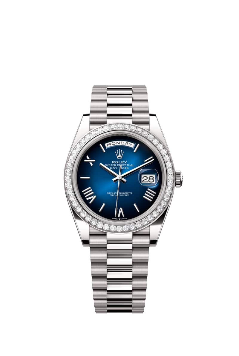 ROLEX Day-데이트 40 228349RBR 블루 옴브레 다이얼 18캐럿 White Gold