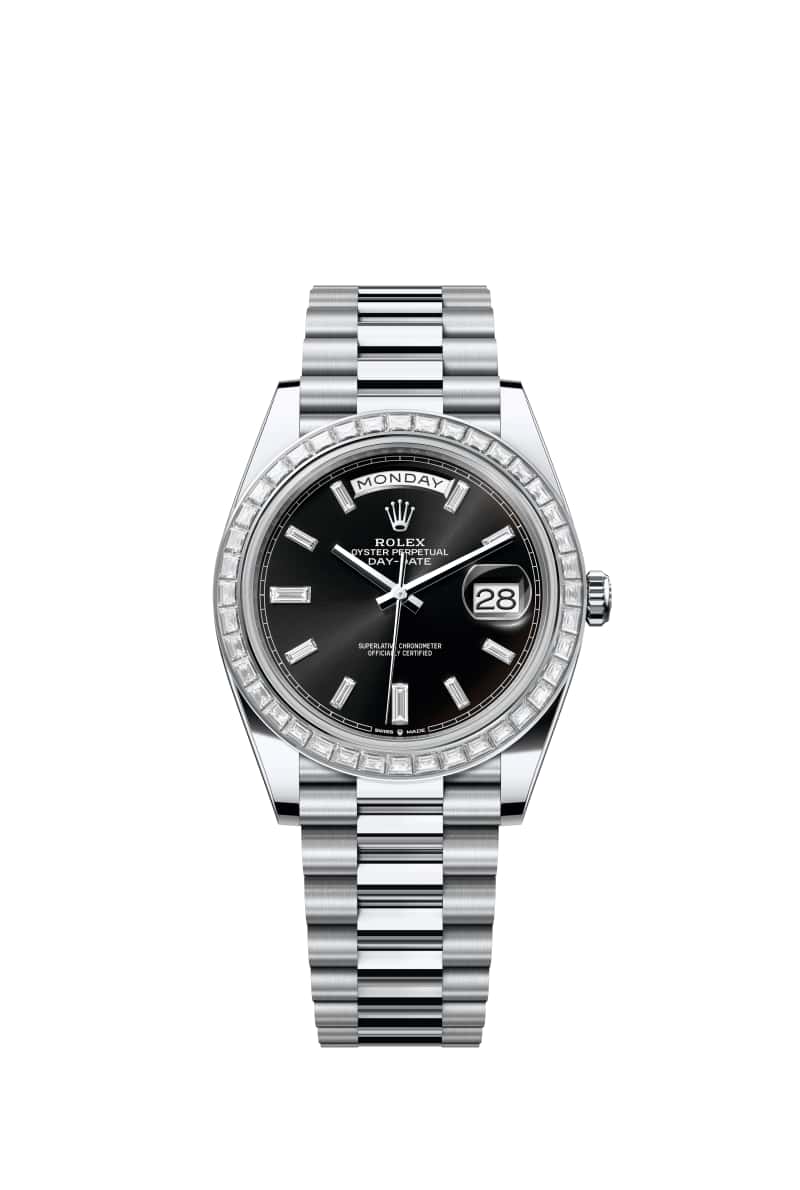 ROLEX Day-데이트 40 228396TBR 다이아몬드가 세팅된 브라이트 Black 다이얼 플래티넘