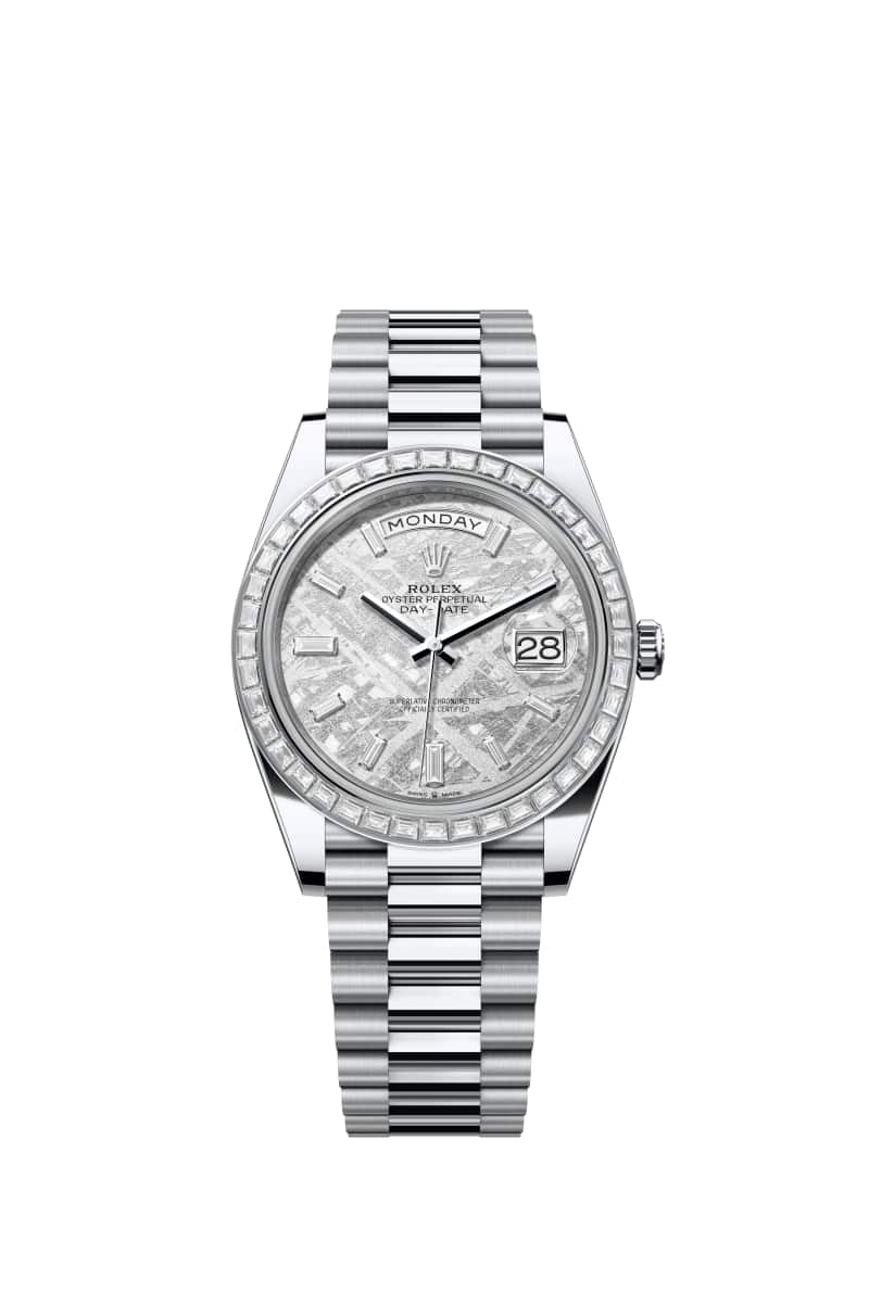 ROLEX Day-데이트 40 228396TBR 다이아몬드가 세팅된 메테오라이트 다이얼 플래티넘