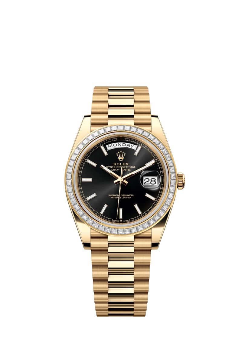 ROLEX Day-๋ฐ์ดํธ 40 228398TBR ๋ธ๋ผ์ดํธ Black ๋ค์ด์ผ 18์บ๋ฟ ์๋ก์ฐ Gold