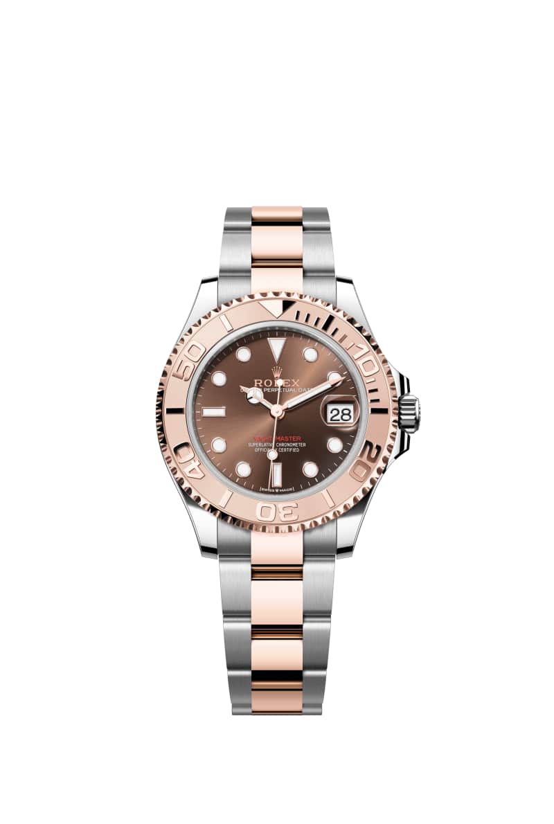ROLEX 요트-마스터 37 268621 초콜렛 다이얼 오이스터스틸과 에버로즈 Gold