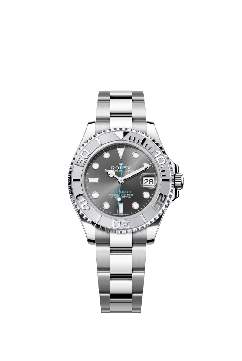 ROLEX 요트-마스터 37 268622 슬레이트 다이얼 오이스터스틸과 플래티넘