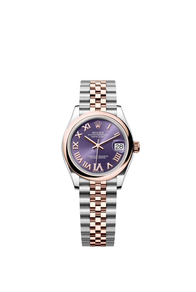 ROLEX 데이트저스트 31 278241 다이아몬드가 세팅된 오베르진 다이얼 오이스터스틸과 에버로즈 Gold