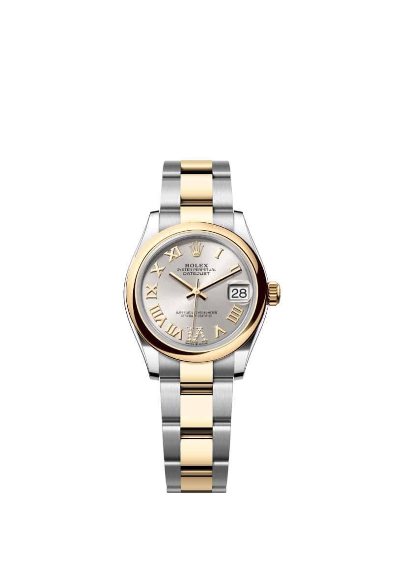 ROLEX 데이트저스트 31 278243 다이아몬드가 세팅된 Silver 다이얼 오이스터스틸과 옐로우 Gold