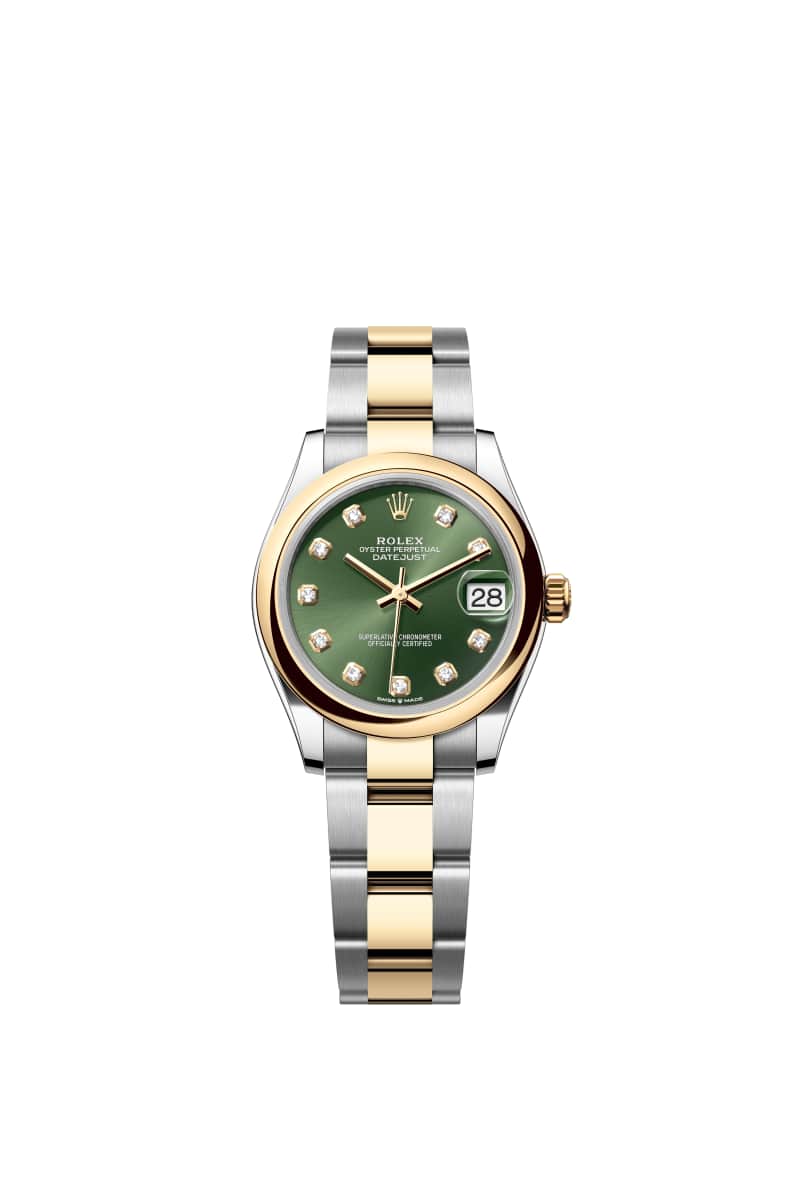 ROLEX 데이트저스트 31 278243 다이아몬드가 세팅된 올리브 그린 다이얼 오이스터스틸과 옐로우 Gold