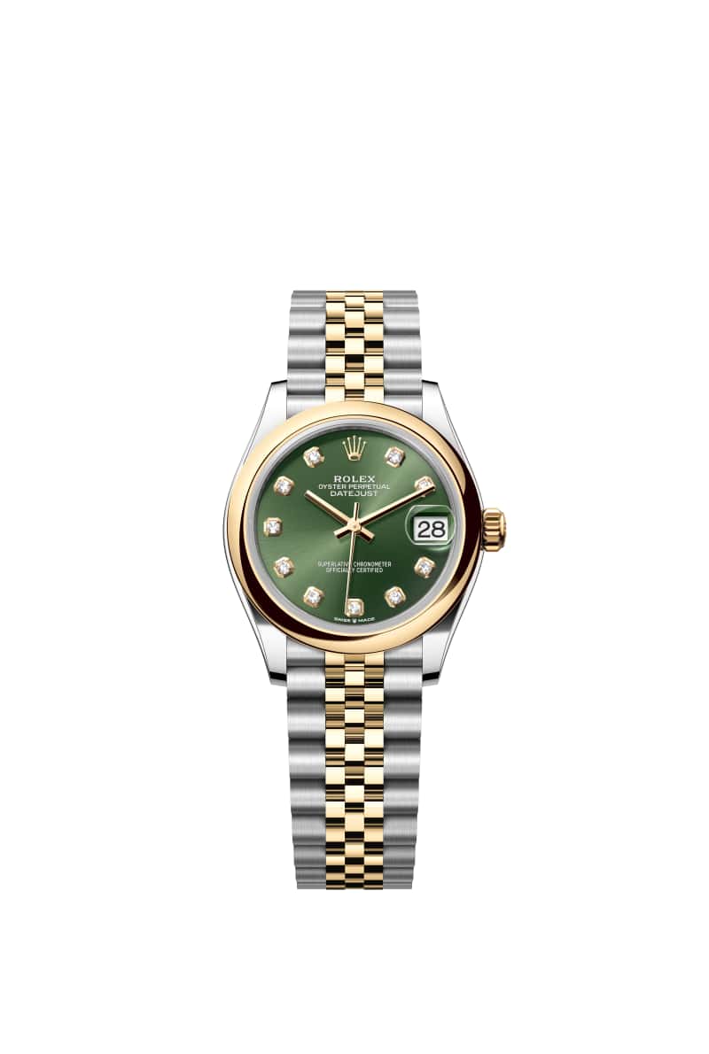 ROLEX 데이트저스트 31 278243 다이아몬드가 세팅된 올리브 그린 다이얼 오이스터스틸과 옐로우 Gold