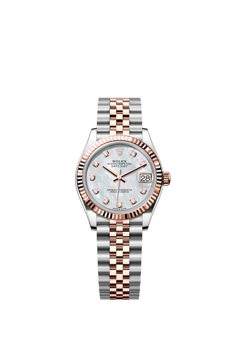 ROLEX 데이트저스트 31 278271 다이아몬드가 세팅된 White 진주자개 다이얼 오이스터스틸과 에버로즈 Gold