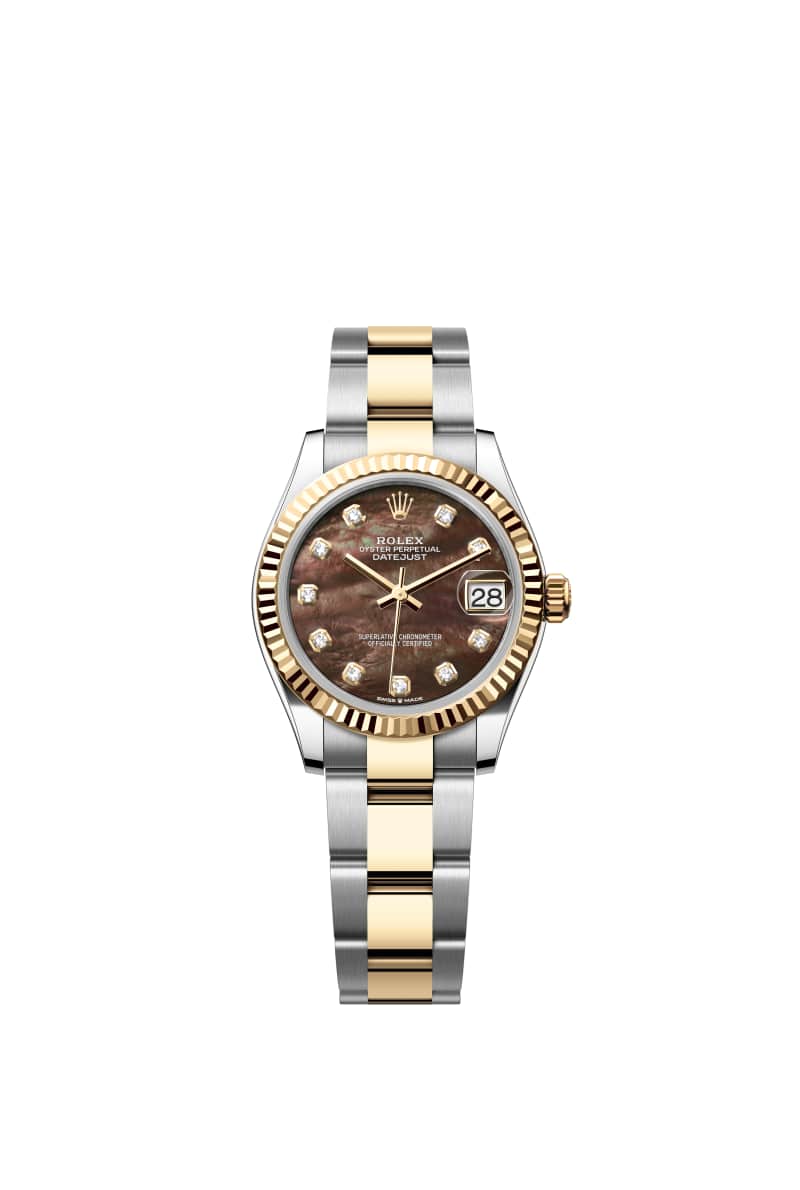 ROLEX 데이트저스트 31 278273 다이아몬드가 세팅된 Black 진주자개 다이얼 오이스터스틸과 옐로우 Gold
