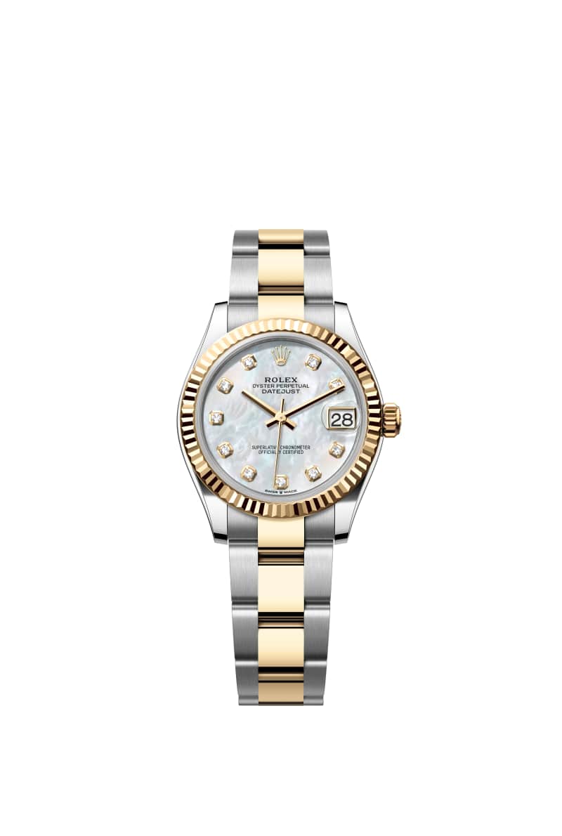 ROLEX 데이트저스트 31 278273 다이아몬드가 세팅된 White 진주자개 다이얼 오이스터스틸과 옐로우 Gold