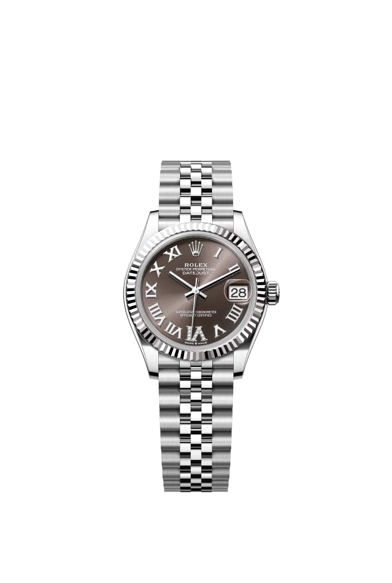 ROLEX 데이트저스트 31 278274 다이아몬드가 세팅된 다크 그레이 다이얼 오이스터스틸과 White Gold