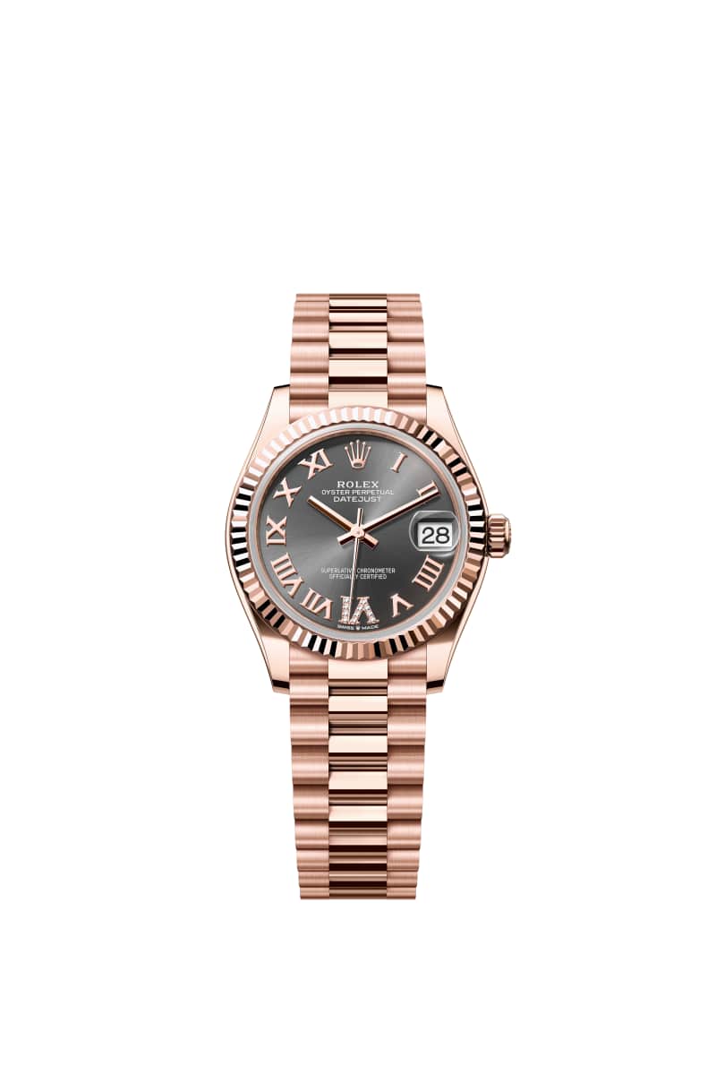 ROLEX 데이트저스트 31 278275 다이아몬드가 세팅된 슬레이트 다이얼 18캐럿 에버로즈 Gold