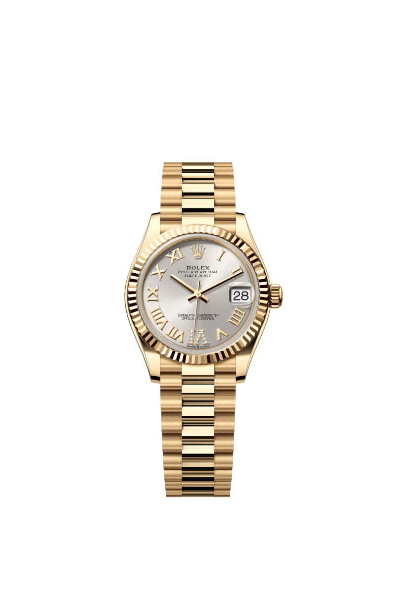 ROLEX 데이트저스트 31 278278 다이아몬드가 세팅된 Silver 다이얼 18캐럿 옐로우 Gold