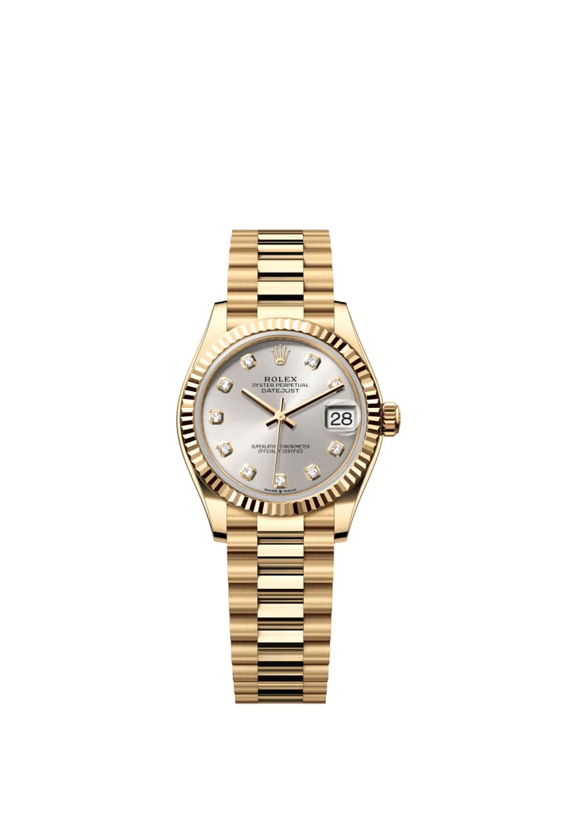 ROLEX 데이트저스트 31 278278 다이아몬드가 세팅된 Silver 다이얼 18캐럿 옐로우 Gold