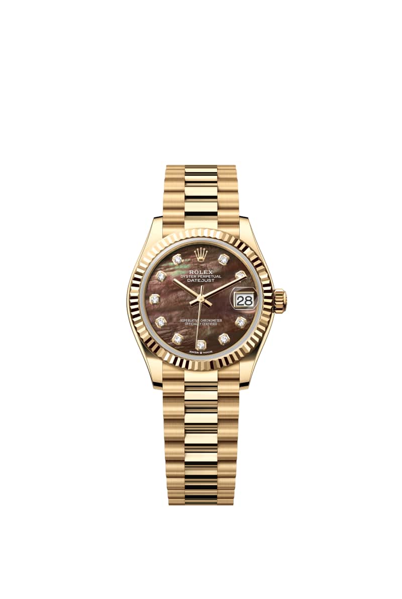 ROLEX 데이트저스트 31 278278 다이아몬드가 세팅된 Black 진주자개 다이얼 18캐럿 옐로우 Gold