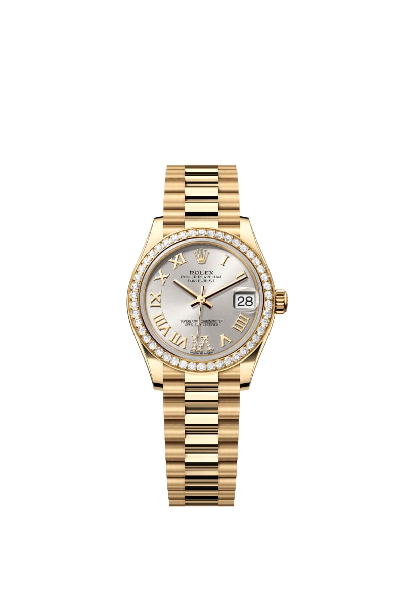 ROLEX 데이트저스트 31 278288RBR 다이아몬드가 세팅된 Silver 다이얼 18캐럿 옐로우 Gold