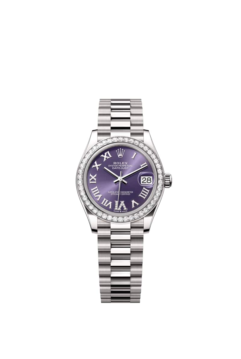 ROLEX 데이트저스트 31 278289RBR 다이아몬드가 세팅된 오베르진 다이얼 18캐럿 White Gold