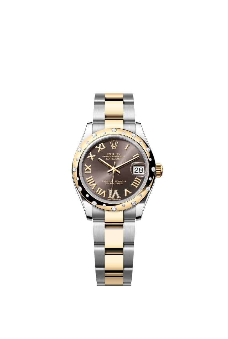 ROLEX 데이트저스트 31 278343RBR 다이아몬드가 세팅된 다크 그레이 다이얼 오이스터스틸과 옐로우 Gold