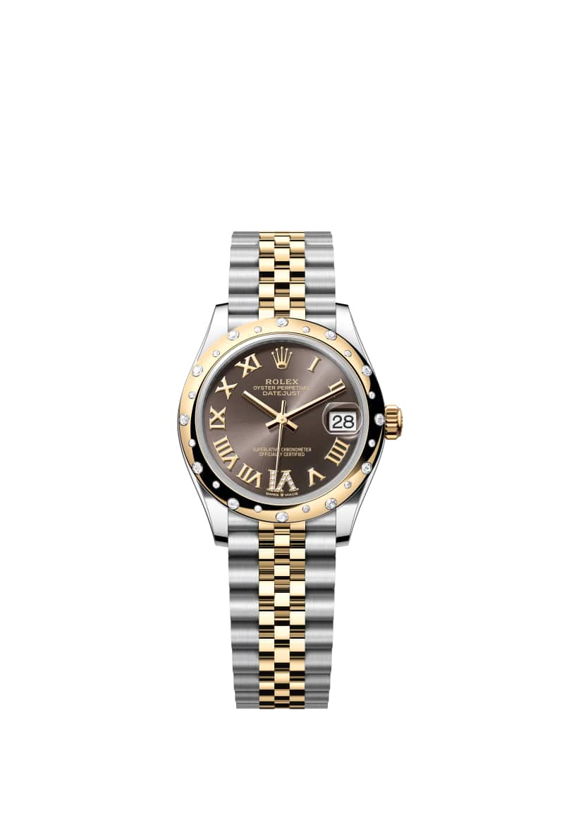 ROLEX 데이트저스트 31 278343RBR 다이아몬드가 세팅된 다크 그레이 다이얼 오이스터스틸과 옐로우 Gold