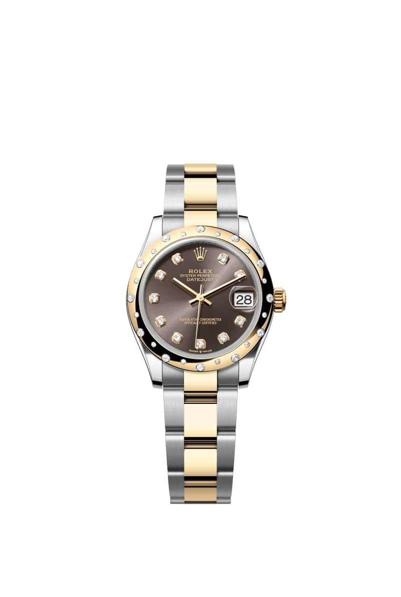 ROLEX 데이트저스트 31 278343RBR 다이아몬드가 세팅된 다크 그레이 다이얼 오이스터스틸과 옐로우 Gold