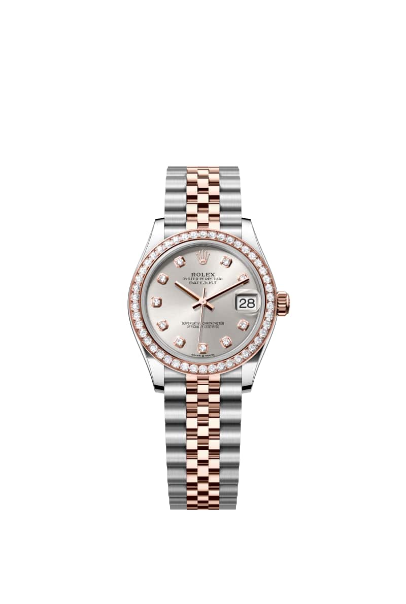 ROLEX 데이트저스트 31 278381RBR 다이아몬드가 세팅된 Silver 다이얼 오이스터스틸과 에버로즈 Gold