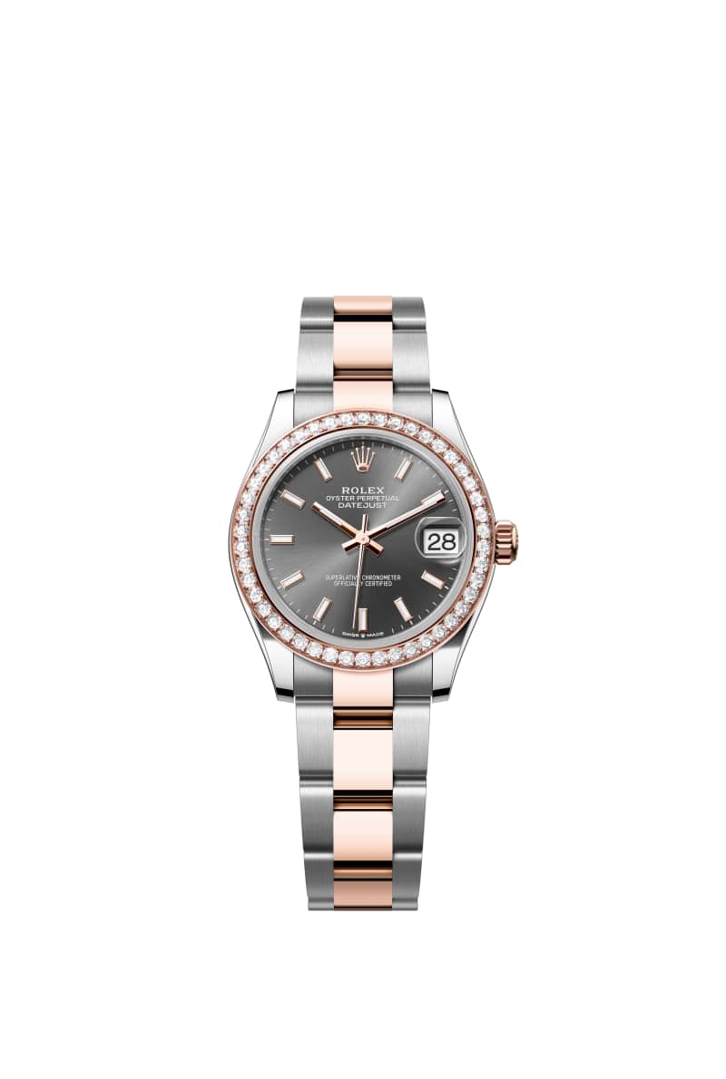 ROLEX 데이트저스트 31 278381RBR 슬레이트 다이얼 오이스터스틸과 에버로즈 Gold