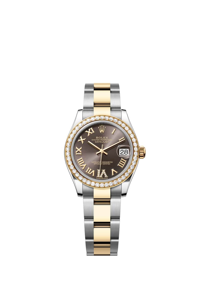 ROLEX 데이트저스트 31 278383RBR 다이아몬드가 세팅된 다크 그레이 다이얼 오이스터스틸과 옐로우 Gold