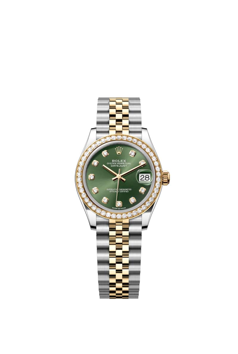 ROLEX 데이트저스트 31 278383RBR 다이아몬드가 세팅된 올리브 그린 다이얼 오이스터스틸과 옐로우 Gold