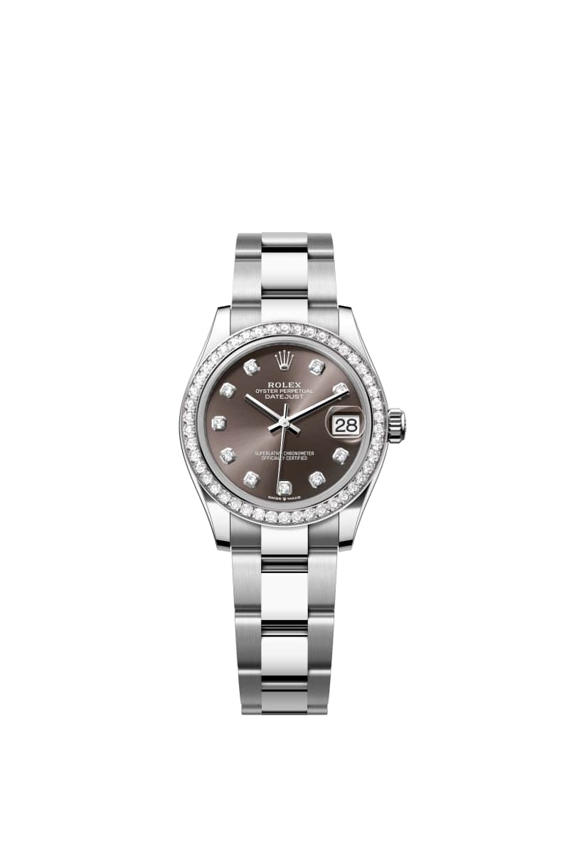 ROLEX 데이트저스트 31 278384RBR 다이아몬드가 세팅된 다크 그레이 다이얼 오이스터스틸과 White Gold