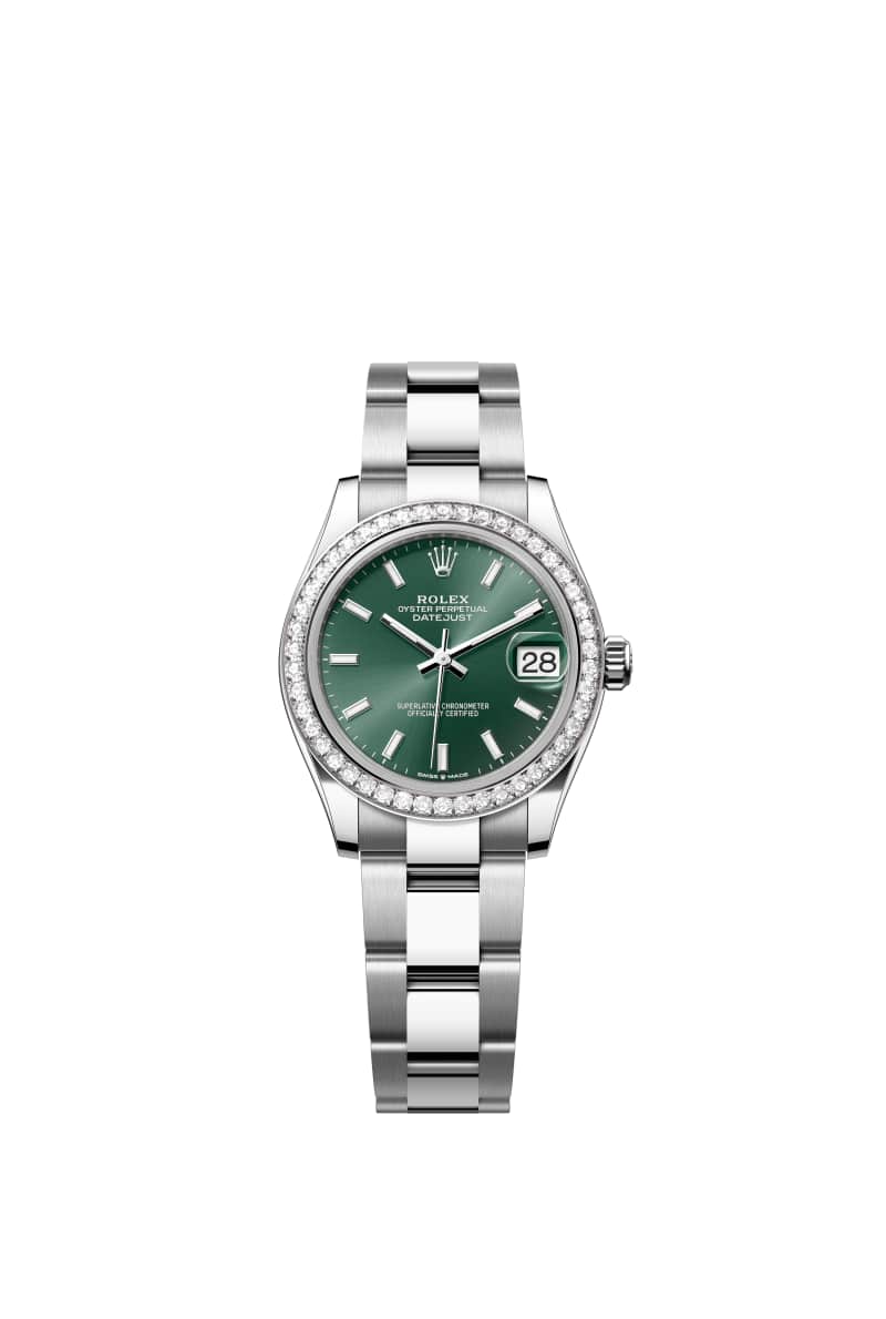 ROLEX 데이트저스트 31 278384RBR 민트 그린 다이얼 오이스터스틸과 White Gold