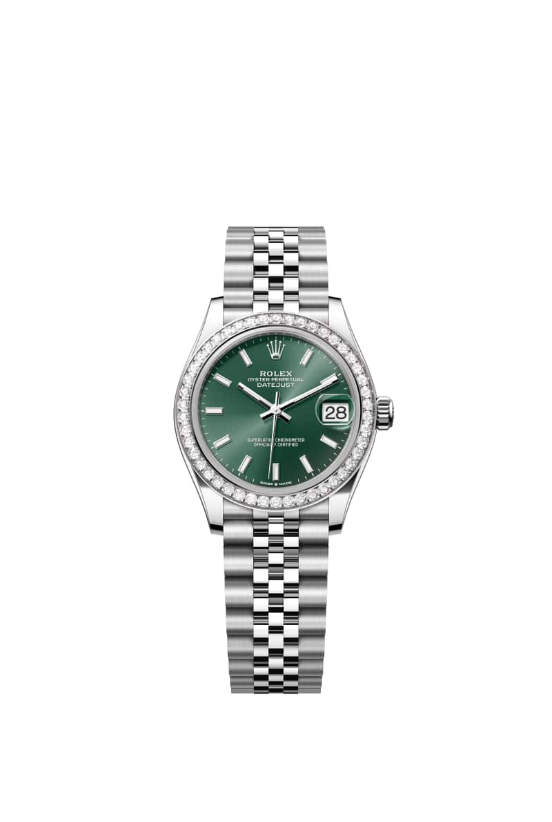 ROLEX 데이트저스트 31 278384RBR 민트 그린 다이얼 오이스터스틸과 White Gold