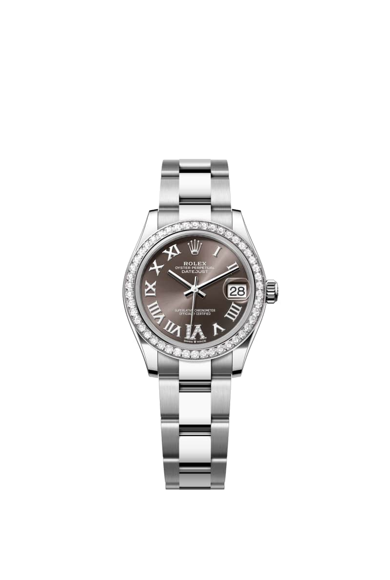 ROLEX 데이트저스트 31 278384RBR 다이아몬드가 세팅된 다크 그레이 다이얼 오이스터스틸과 White Gold