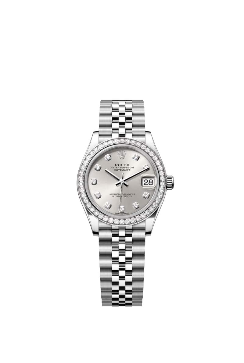 ROLEX 데이트저스트 31 278384RBR 다이아몬드가 세팅된 Silver 다이얼 오이스터스틸과 White Gold